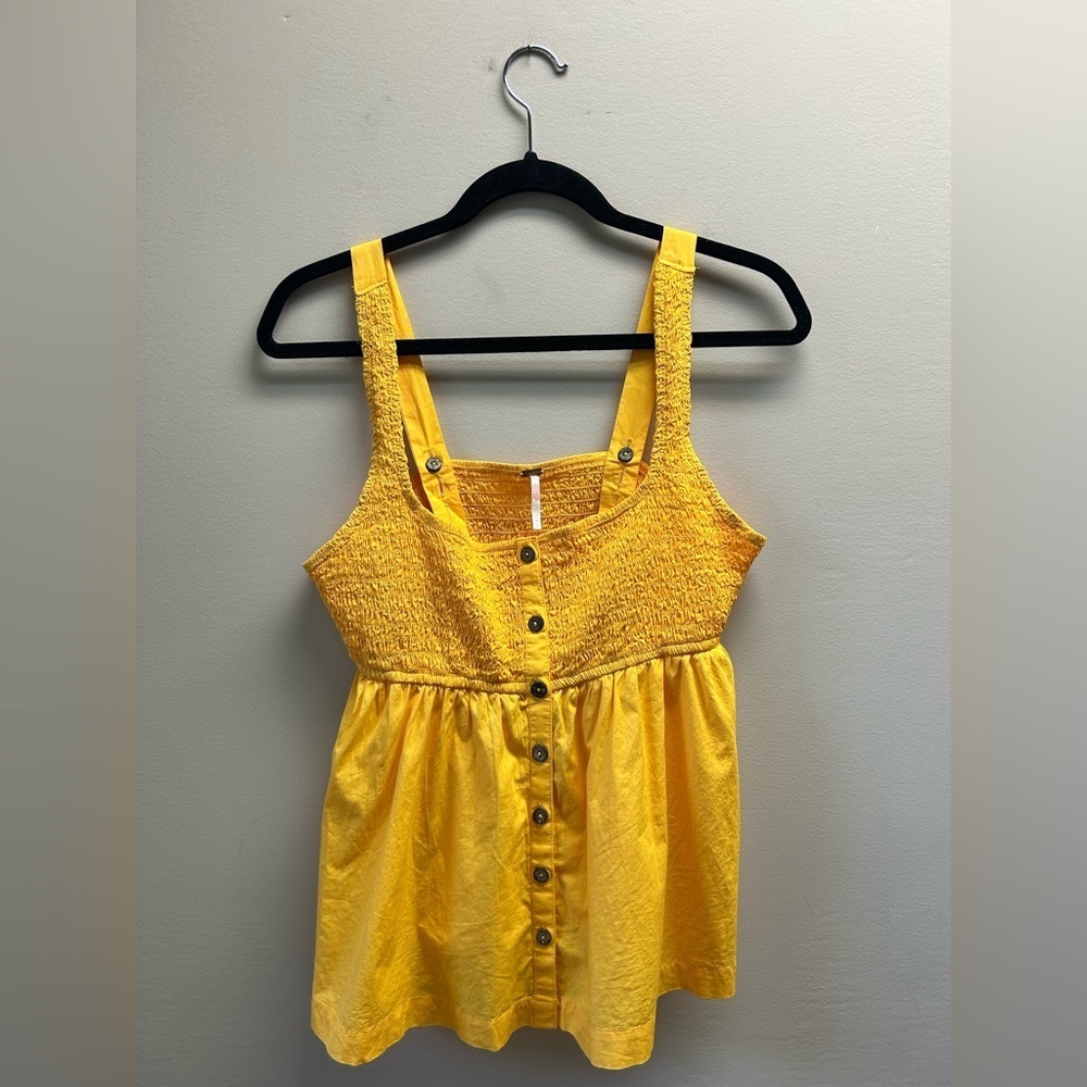 Free People Zola Smocked Button-Front Top - Picture 2 of 4